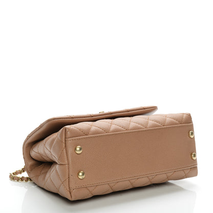 Chanel Caviar Lizard Quilted Mini Coco Handle Flap Beige 4 of 9