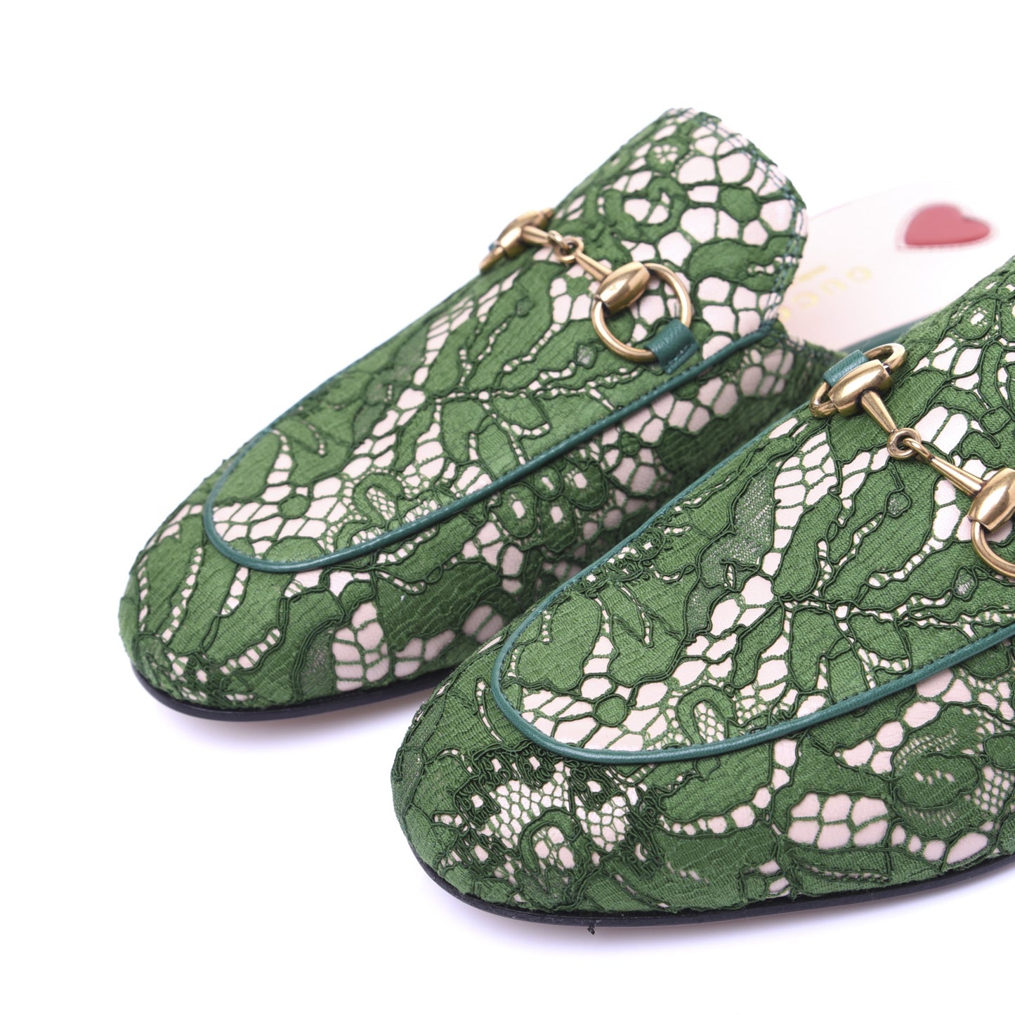 Lace Malaga Kid Womens Princetown Slippers 35 Green Grass Skin Rose