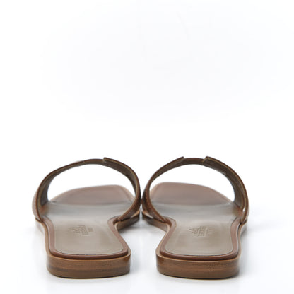 Hermes Box Calfskin Oran Sandals 37 Gold 6 of 10