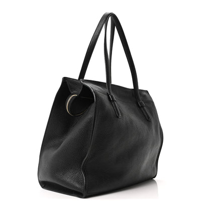 Salvatore Ferragamo Hammered Calfskin Double Handle Large Amy Tote Black 3 of 10