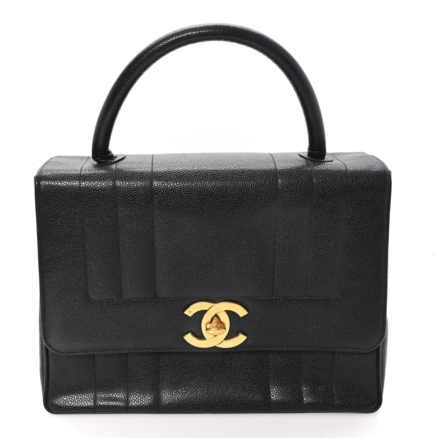 Caviar Vertical Quilted Kelly Flap Bag Black