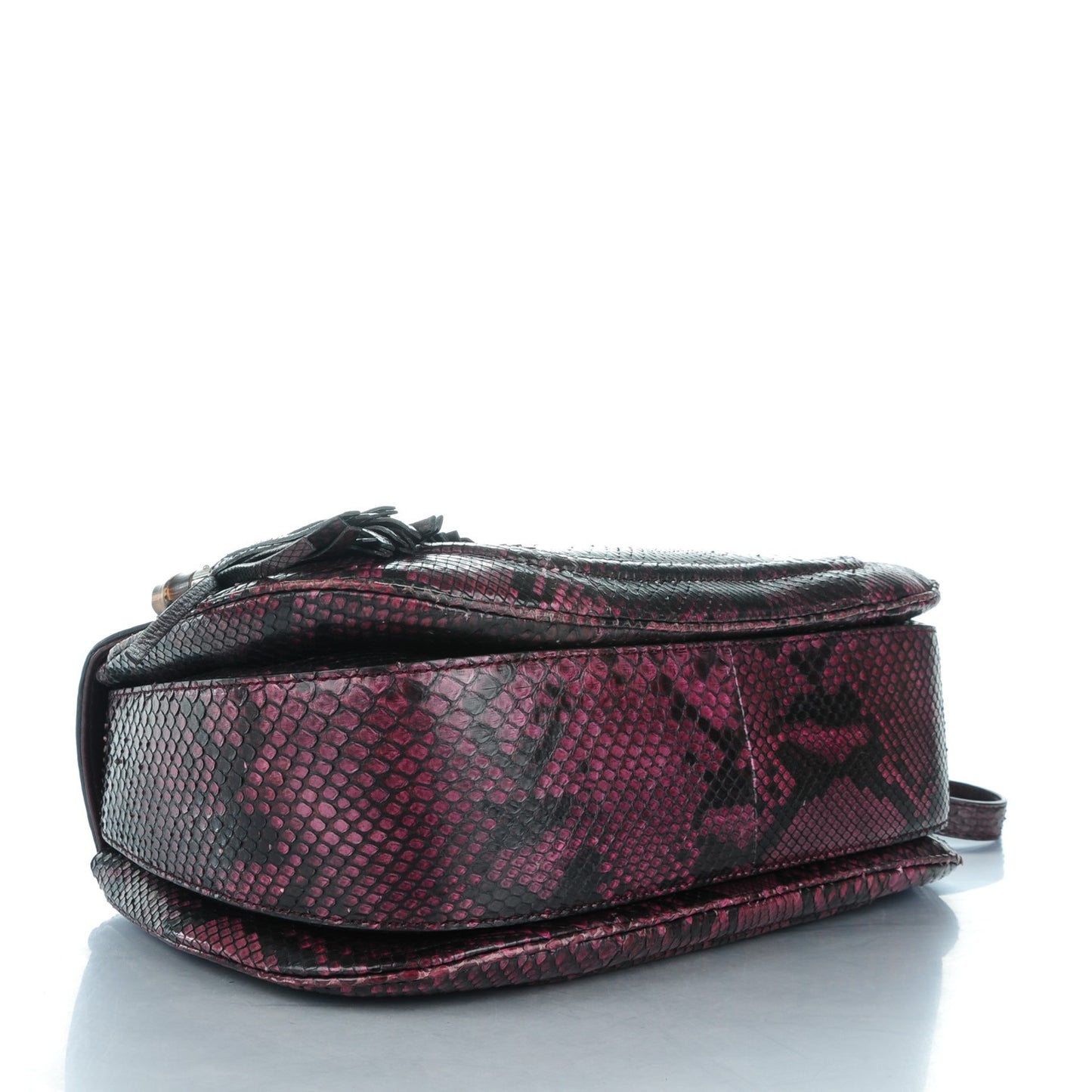 Python Large New Bamboo Top Handle Bag Bordeaux