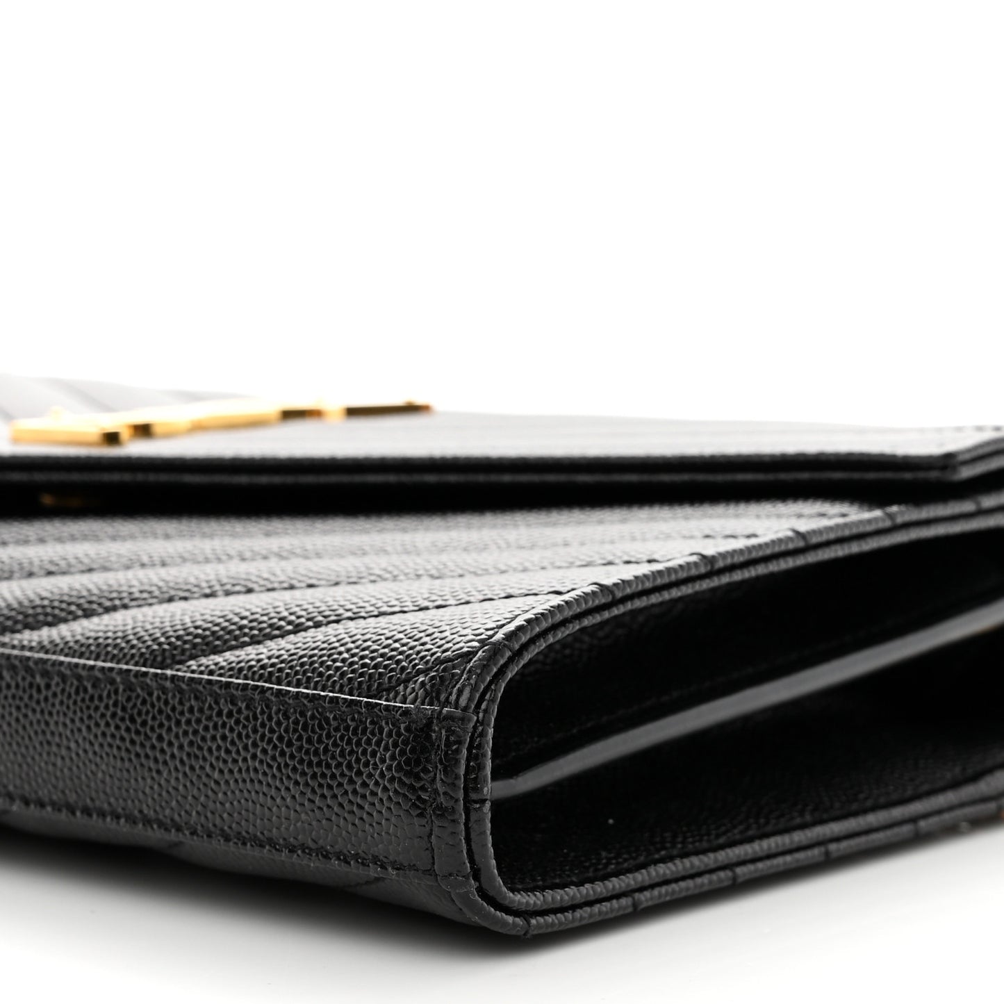 Grain De Poudre Matelasse Chevron Monogram Chain Wallet Black