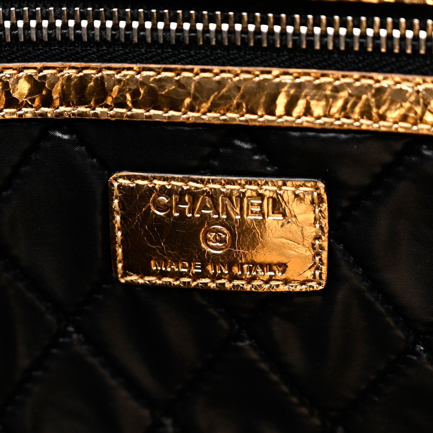Chanel Metallic Lambskin Medium Je Ne Suis Pas En Solde Pouch Clutch Gold 6 of 7