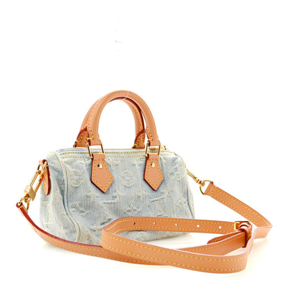 Louis Vuitton Monogram Denim Nano Speedy Sky Blue 2 of 12