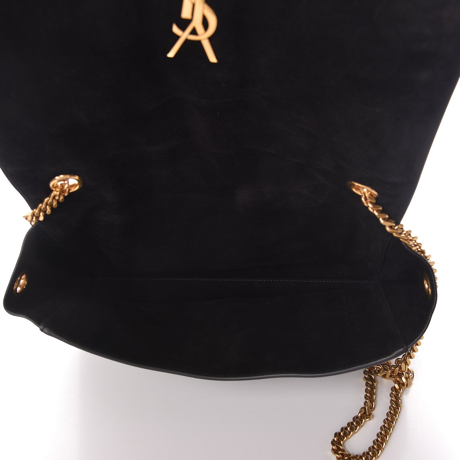 Saint Laurent Smooth Calfskin Suede Medium Reversible Monogram Kate Satchel Black 14 of 15