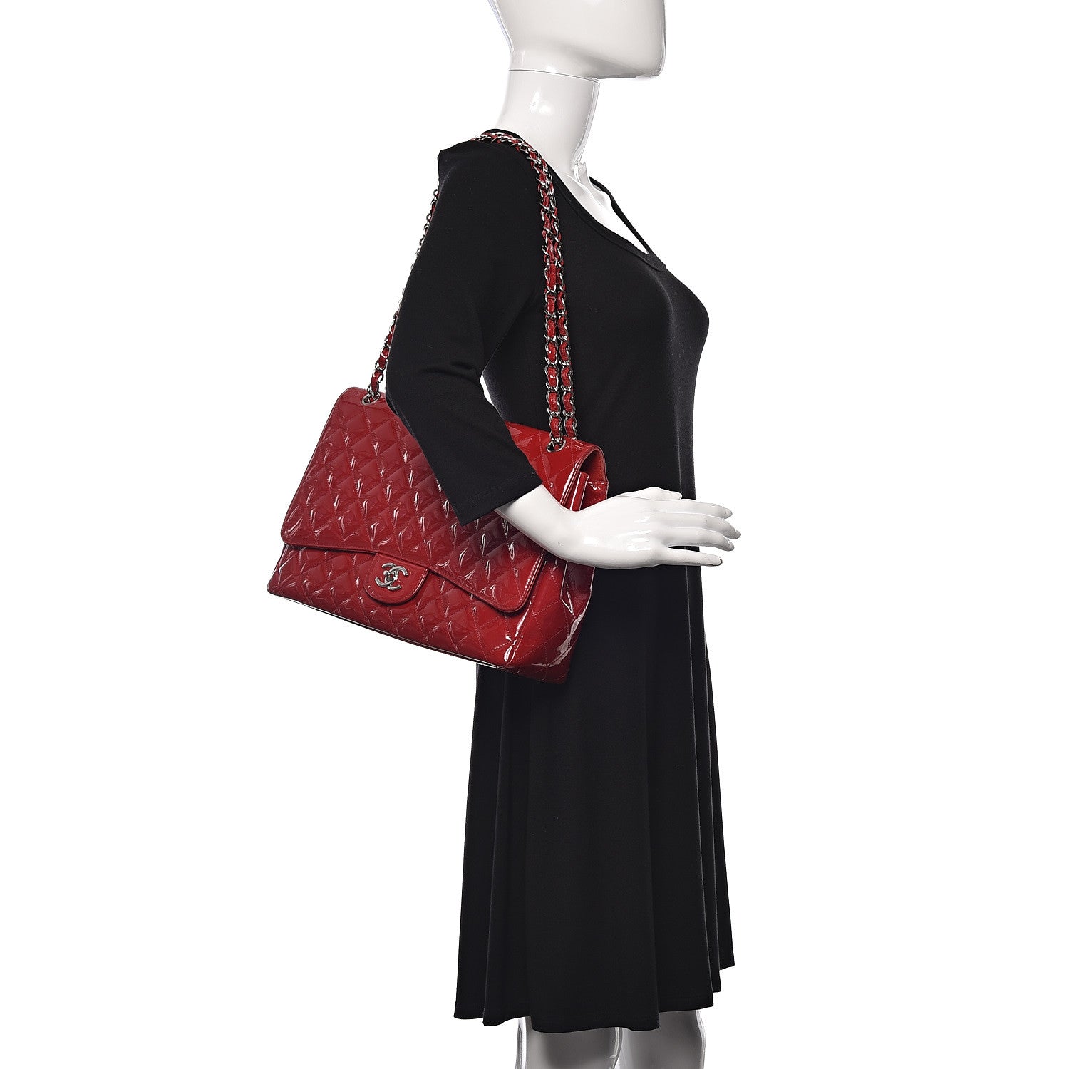 Chanel Patent Quilted Maxi Single Flap Red 2 of 12