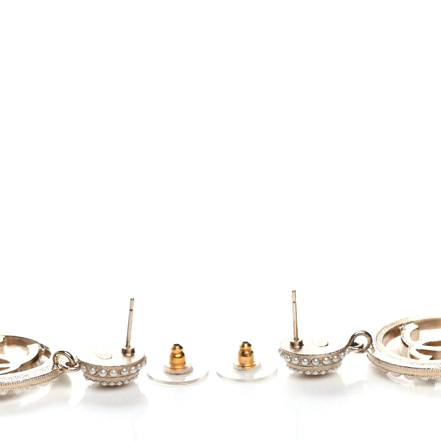 Pearl CC Drop Earrings Light Gold