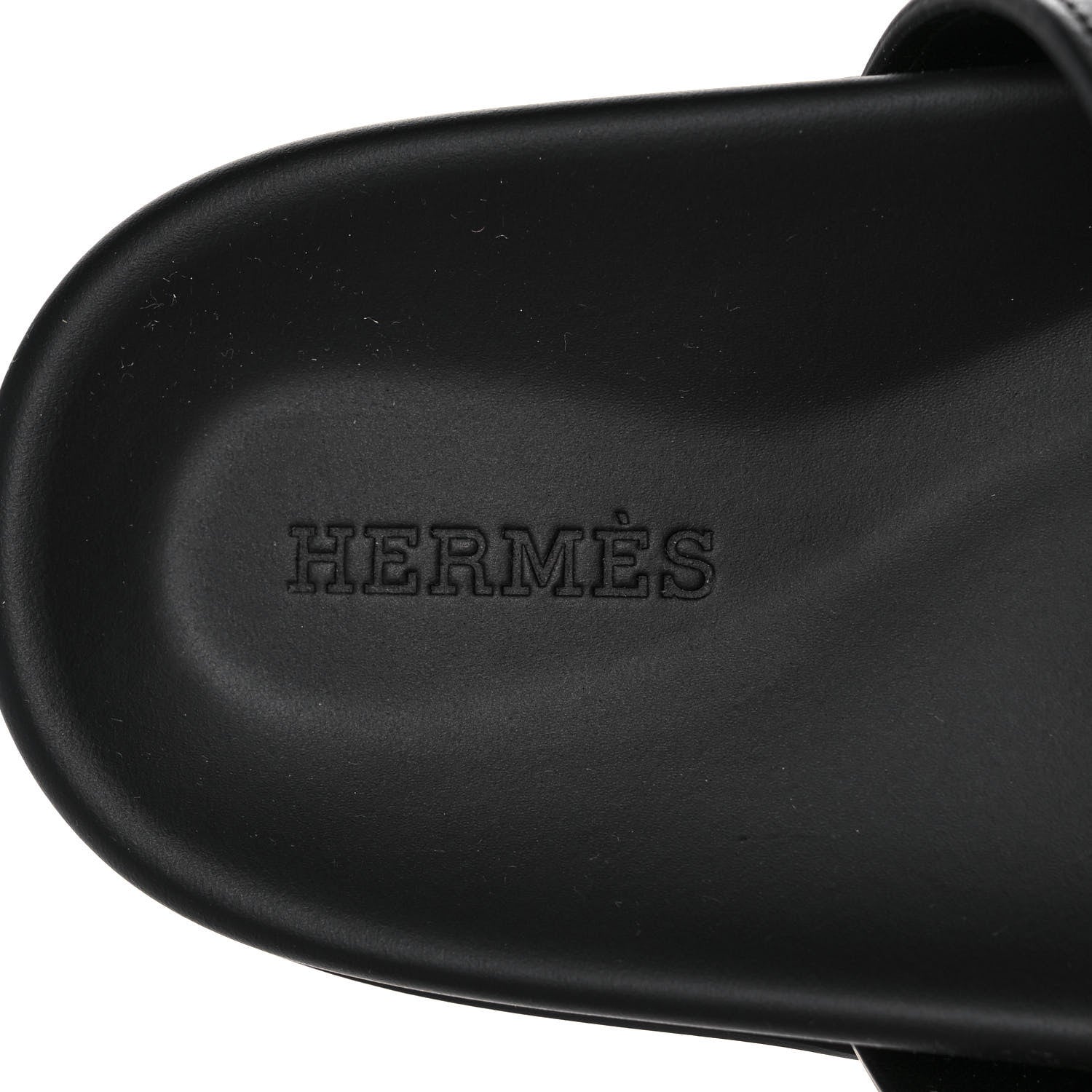 Hermes Calfskin Womens Chypre Sandals 37 Black 7 of 8