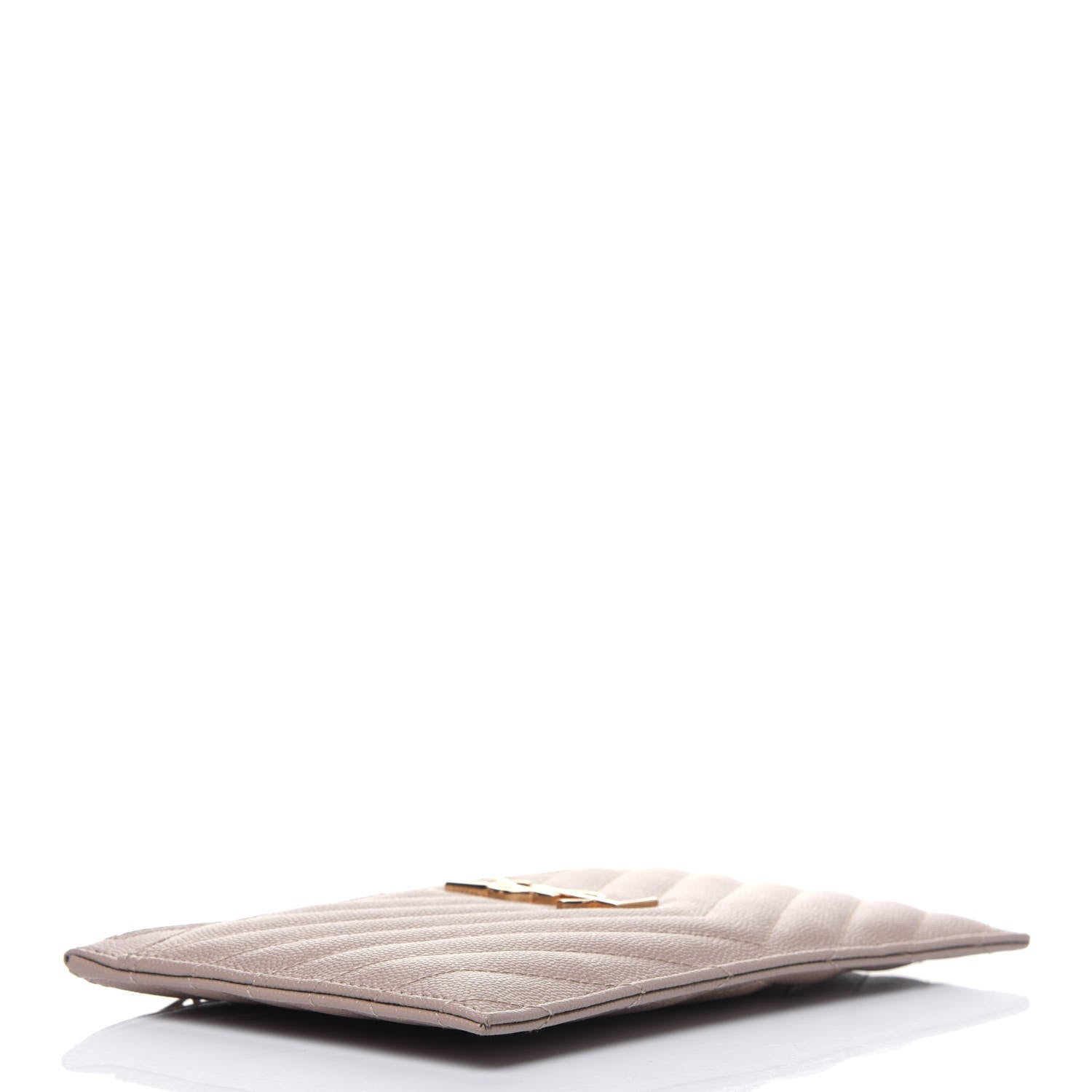 Saint Laurent Grain De Poudre Chevron Monogram Bill Pouch Dark Beige 4 of 11