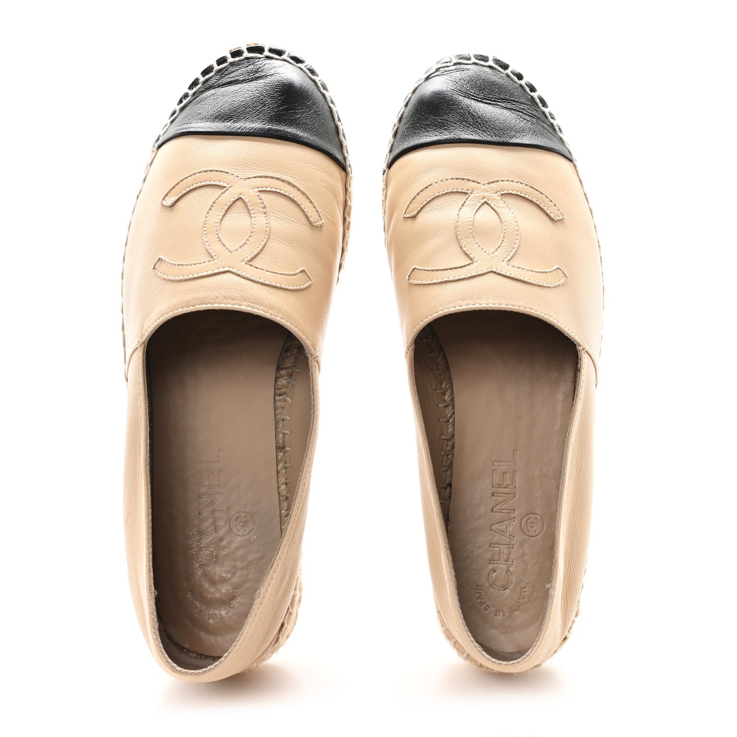 Lambskin CC Espadrilles 37 Beige Black