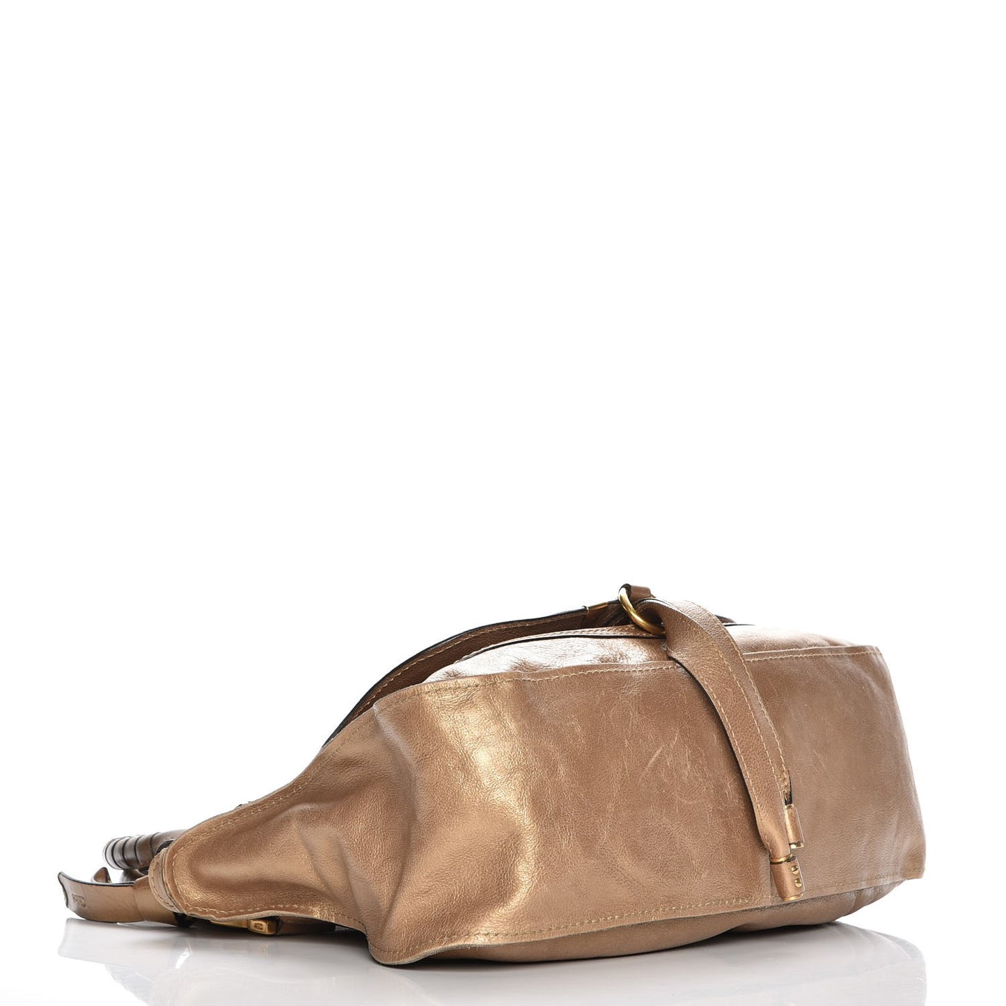 Metallic Calfskin Medium Marcie Satchel Gold