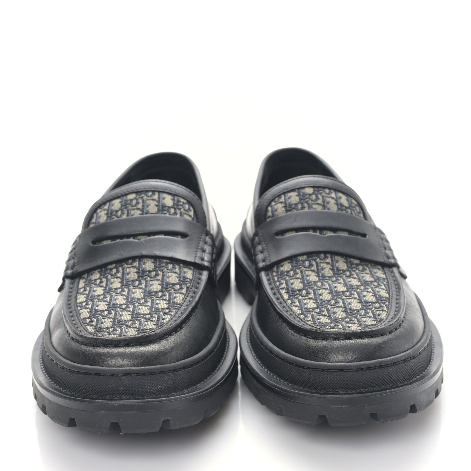 Christian Dior Calfskin Oblique Explorer Loafers 39 Beige Black 2 of 8