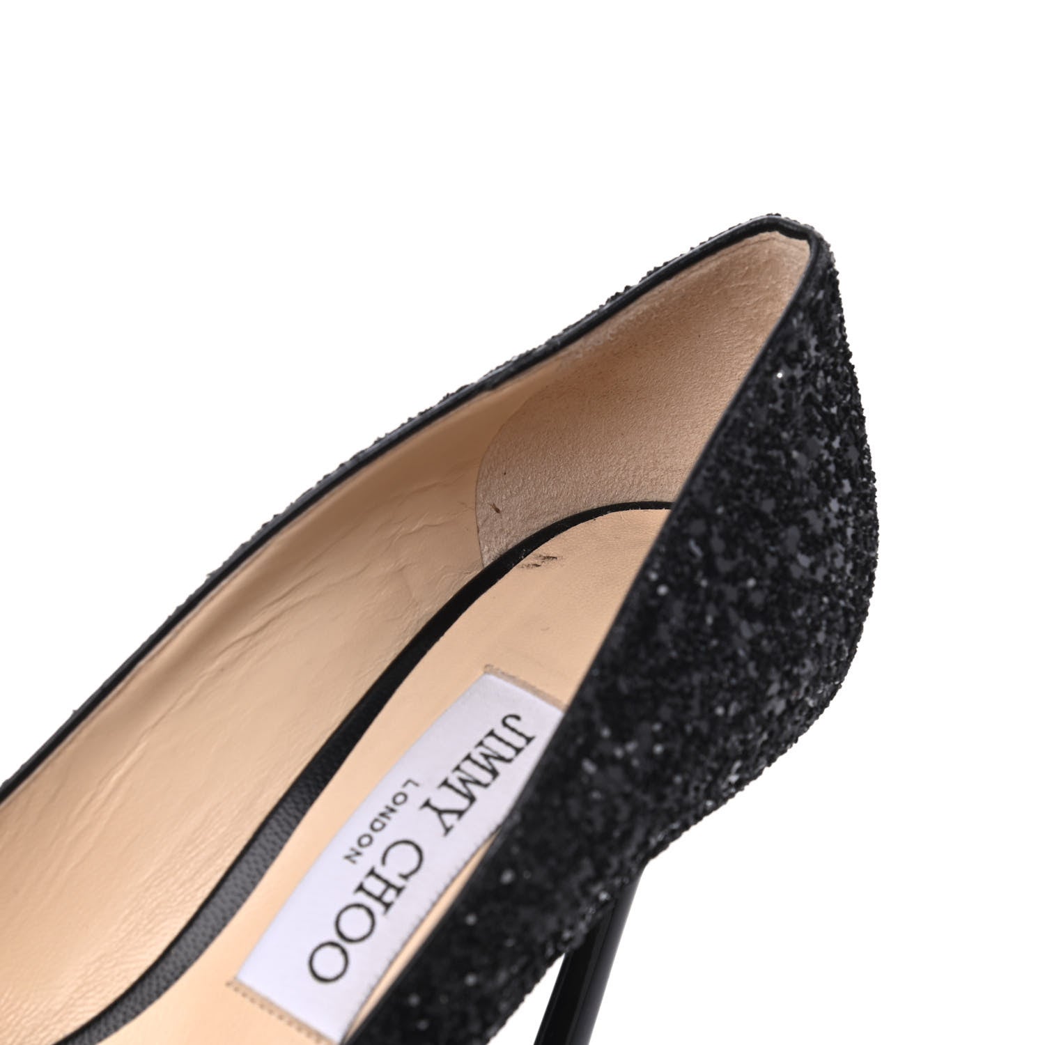 Jimmy Choo Coarse Glitter Pointy Toe Romy 85 Pumps 37 Black 11 of 18