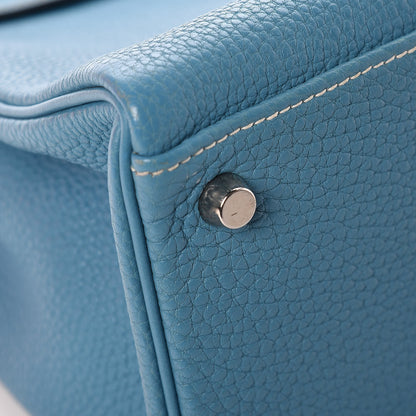 Hermes Togo Kelly Retourne 32 Blue Jean 7 of 43