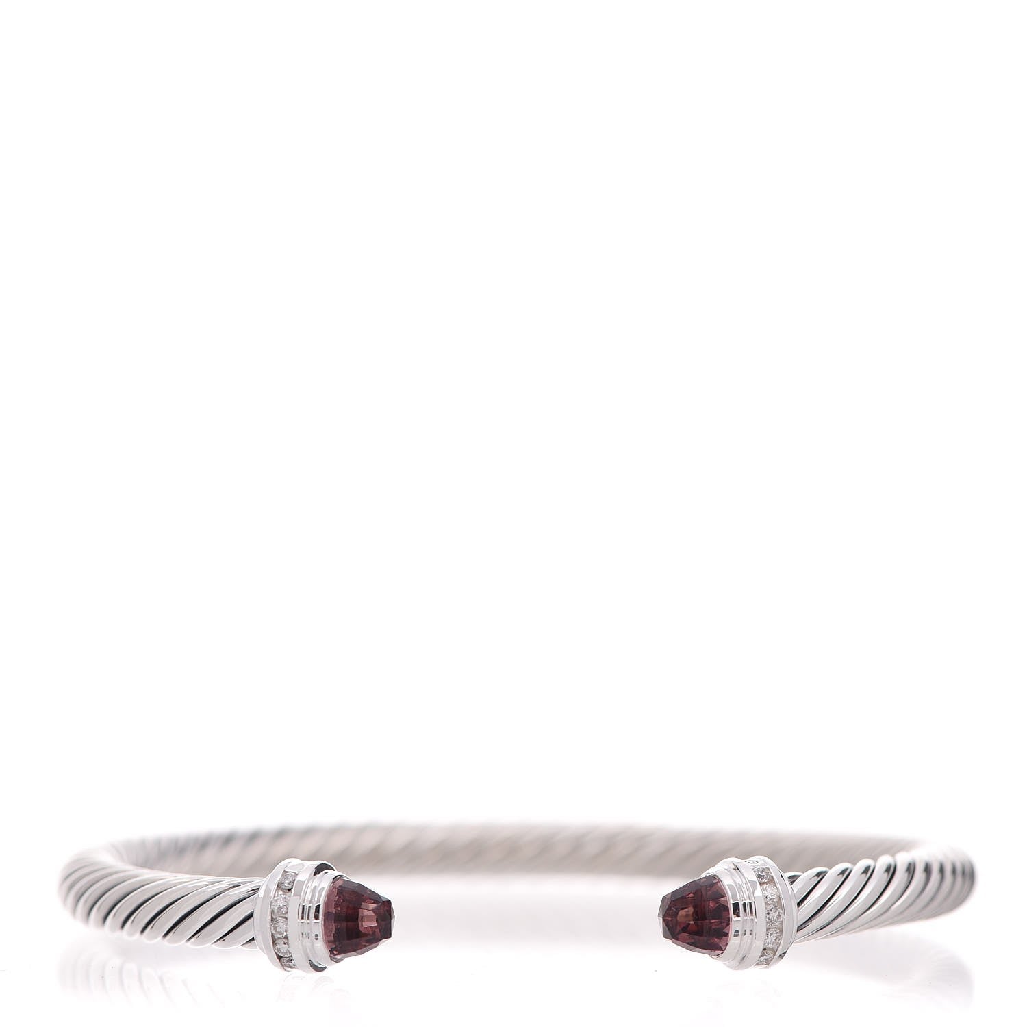 David Yurman Sterling Silver Diamond Tourmaline 5mm Cable Classics Bracelet 1 of 4