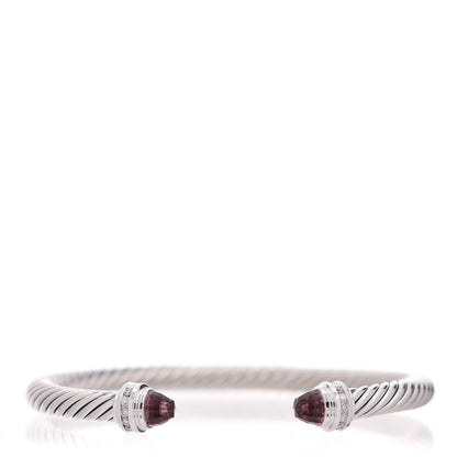 David Yurman Sterling Silver Diamond Tourmaline 5mm Cable Classics Bracelet 1 of 4
