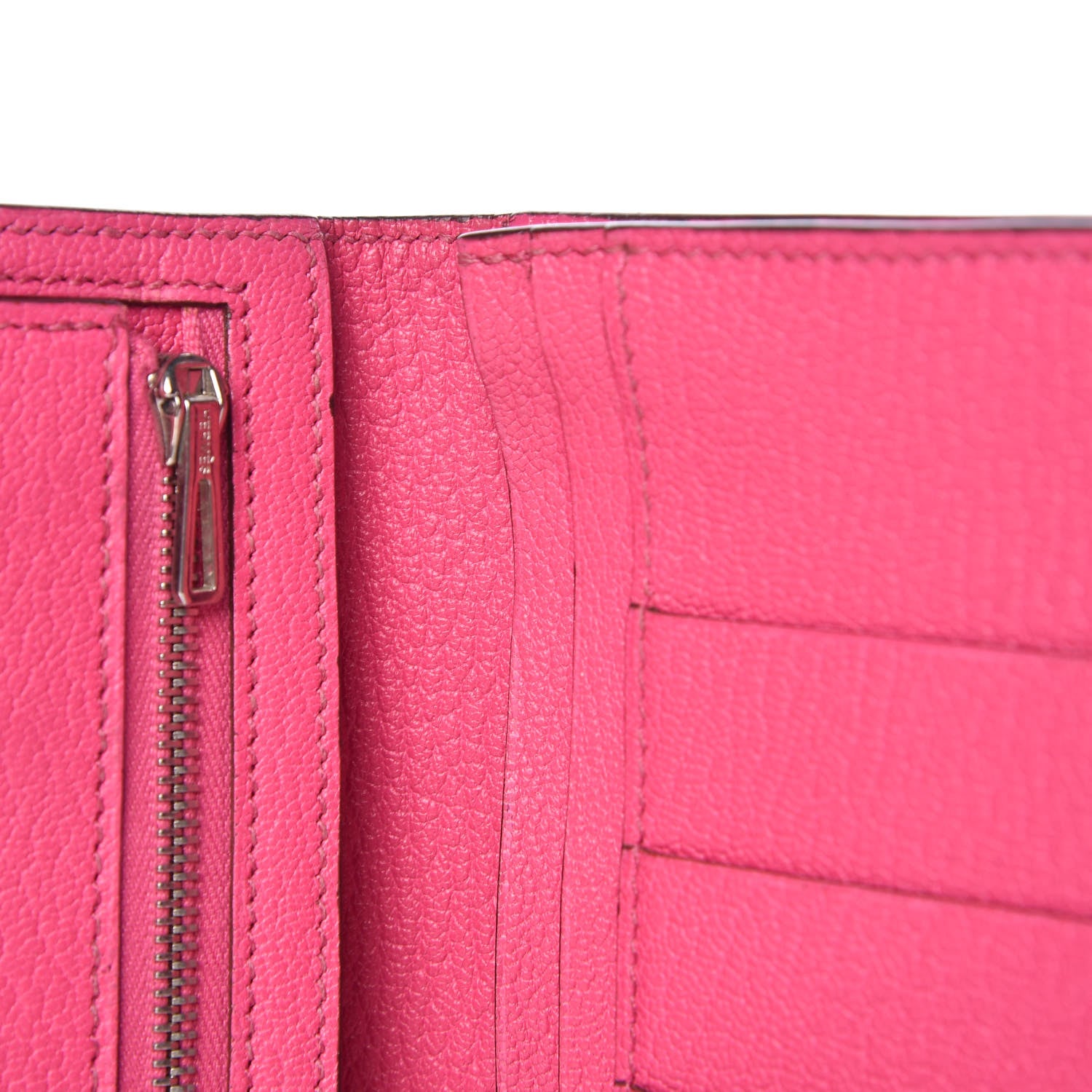 Hermes Chevre Mysore Bi-Color Bearn Gusset Wallet Etoupe Rose Shocking 12 of 14