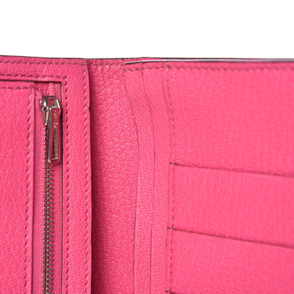 Hermes Chevre Mysore Bi-Color Bearn Gusset Wallet Etoupe Rose Shocking 12 of 14