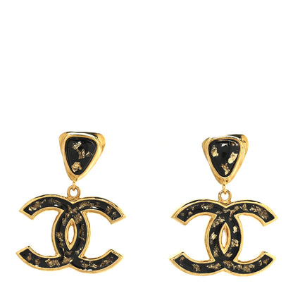 Chanel Resin CC Drop Earrings Gold Black 1 of 4