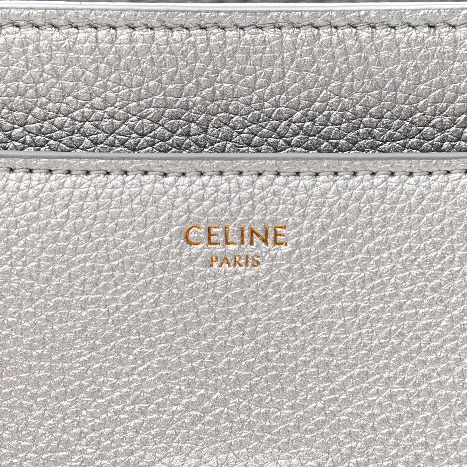 Celine Laminated Grained Calfskin Small 16 Top Handle Bag Silver 6 of 17