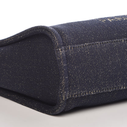 Chanel Lurex Canvas Mini Deauville Tote Navy Blue Gold 9 of 11