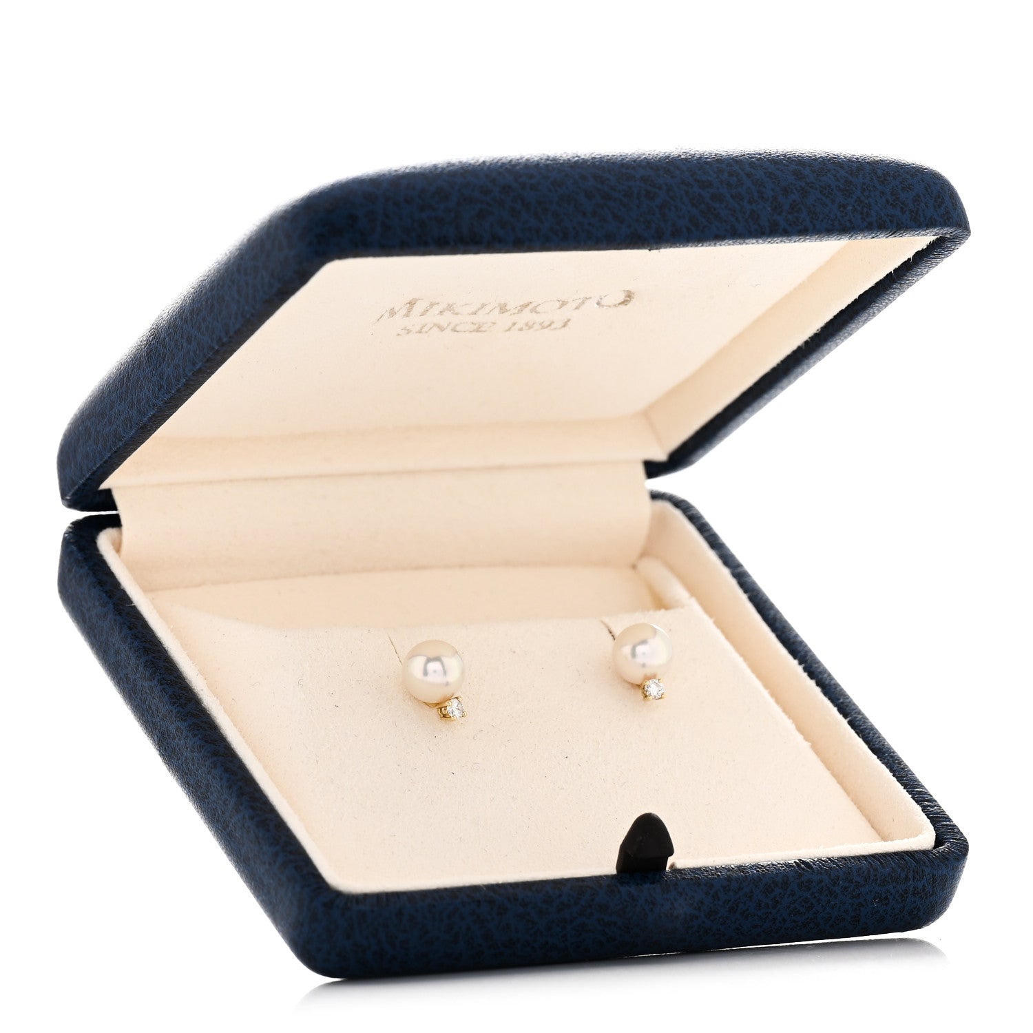 Mikimoto 18K Yellow Gold Diamond Akoya Pearl 7mm Stud Earrings 5 of 5