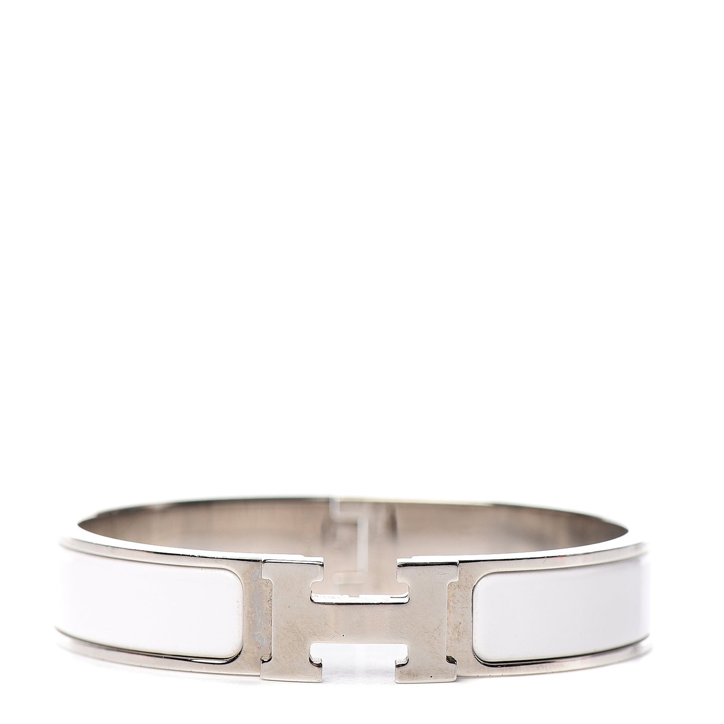 Enamel Narrow Clic Clac H Bracelet PM White