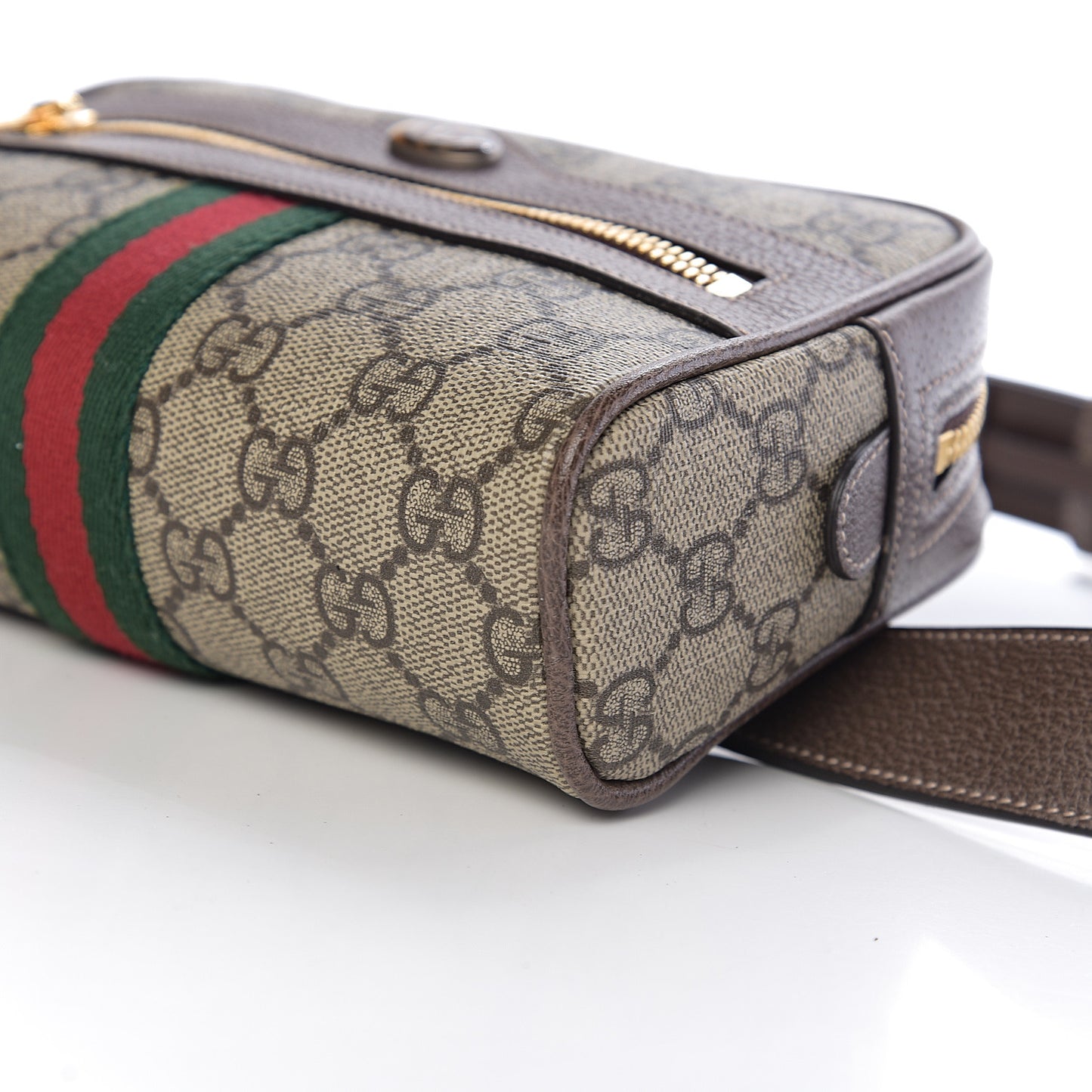 GG Supreme Monogram Web Small Ophidia Belt Bag 95 38 Dark Brown