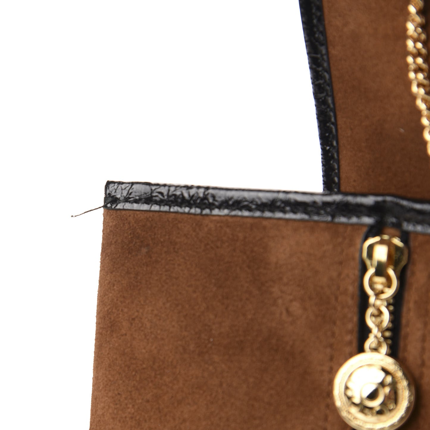 Suede Patent Large Rajah Chain Tote Nocciola Black