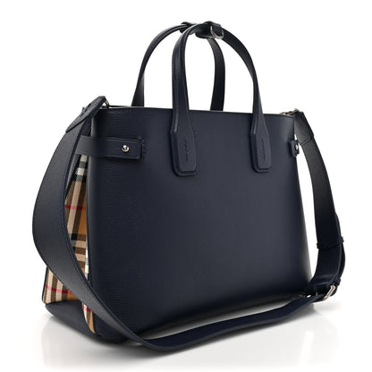 Burberry Derby Calfskin Vintage Check Medium Banner Tote Regency Blue 3 of 11