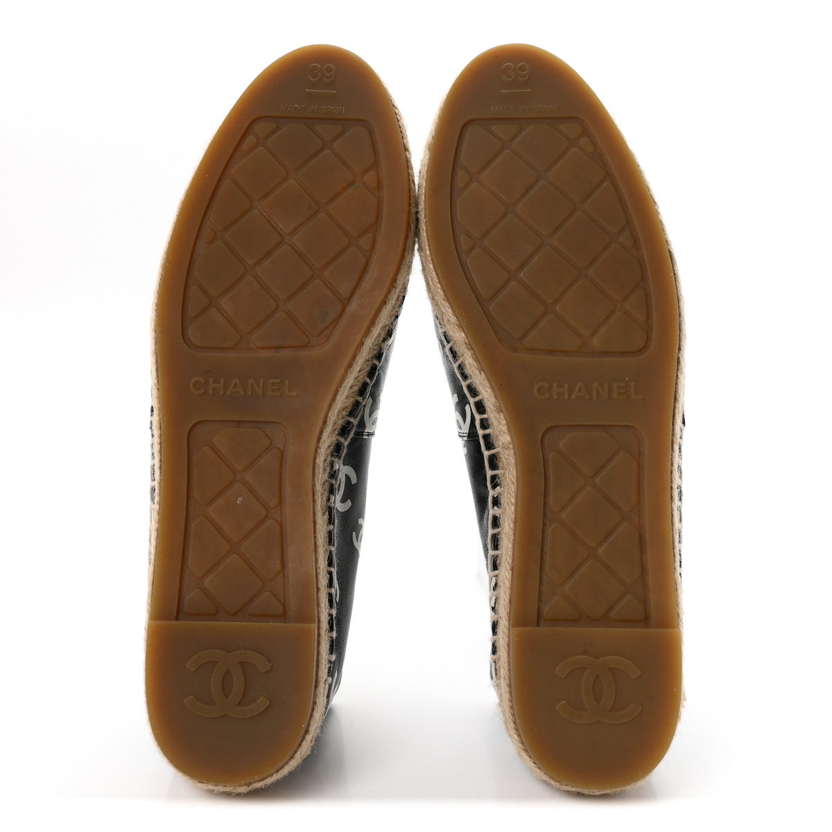 Chanel Lambskin Printed CC Espadrilles 39 Black White 6 of 11
