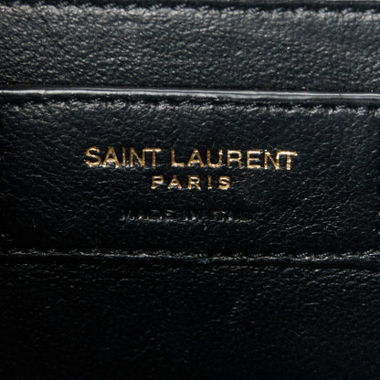 Saint Laurent Grain De Poudre Textured Mixed Matelasse Triquilt Medium Monogram Satchel Black 7 of 11