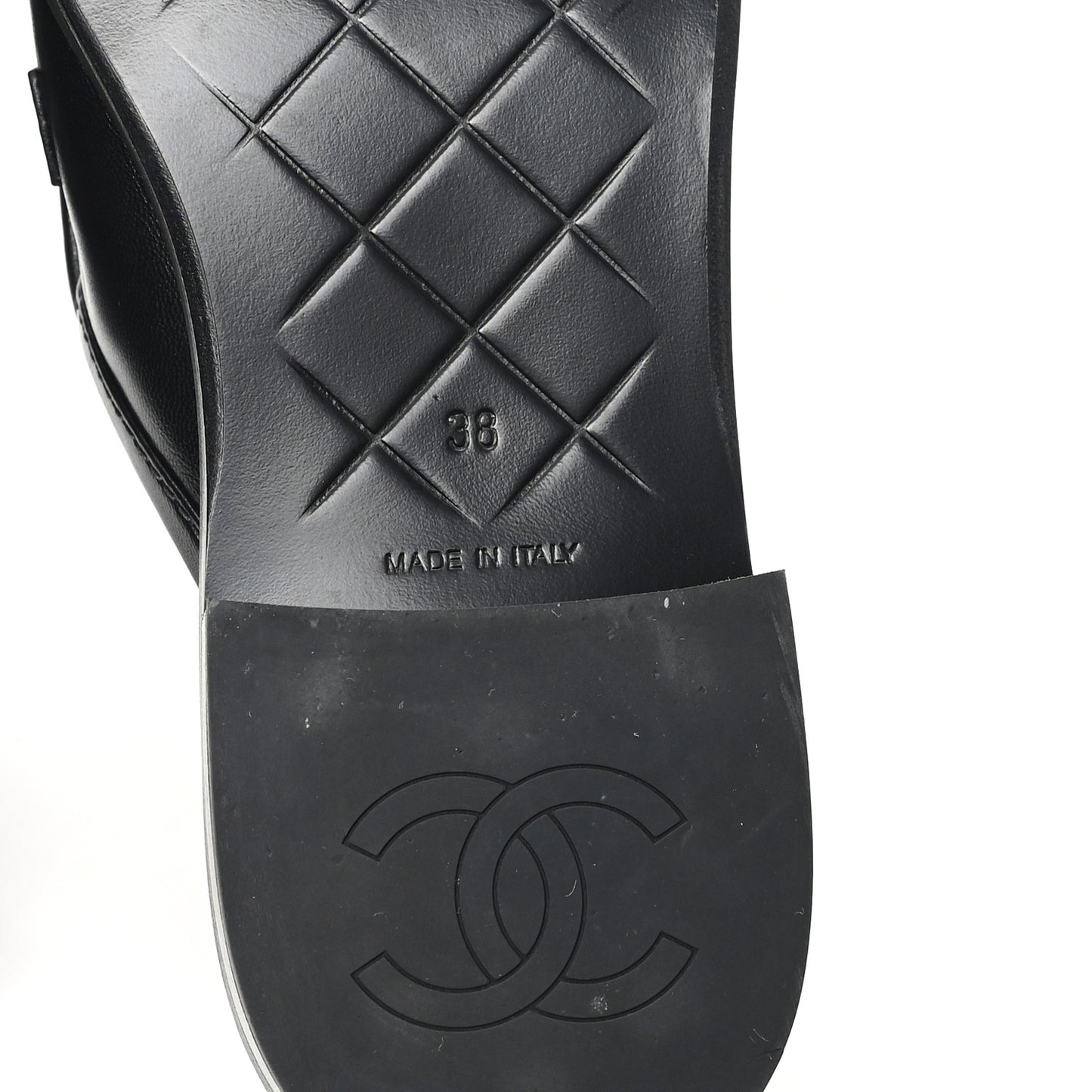Lambskin Quilted CC Turnlock Mules 38 Black