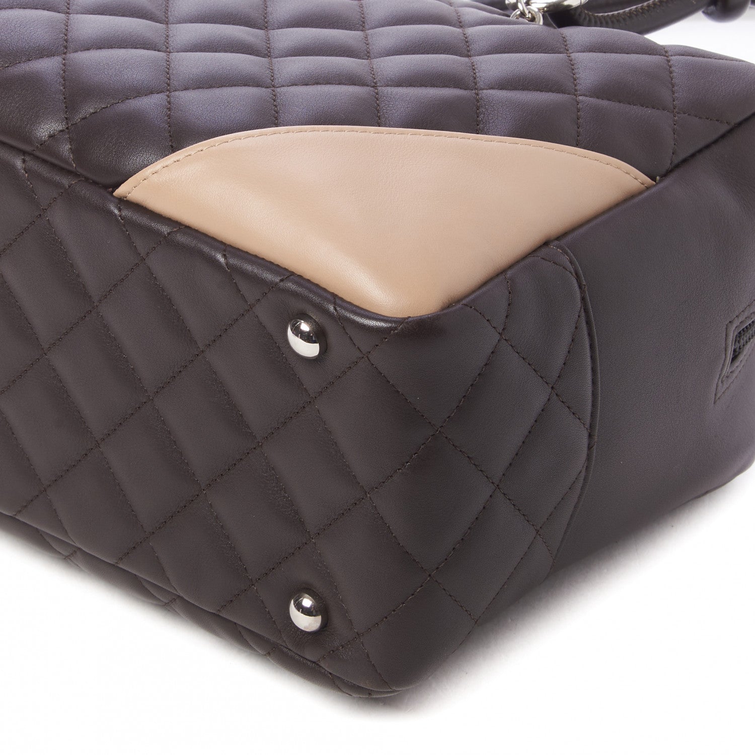 Chanel Calfskin Quilted Cambon Large Bowler Brown Beige 4 of 9