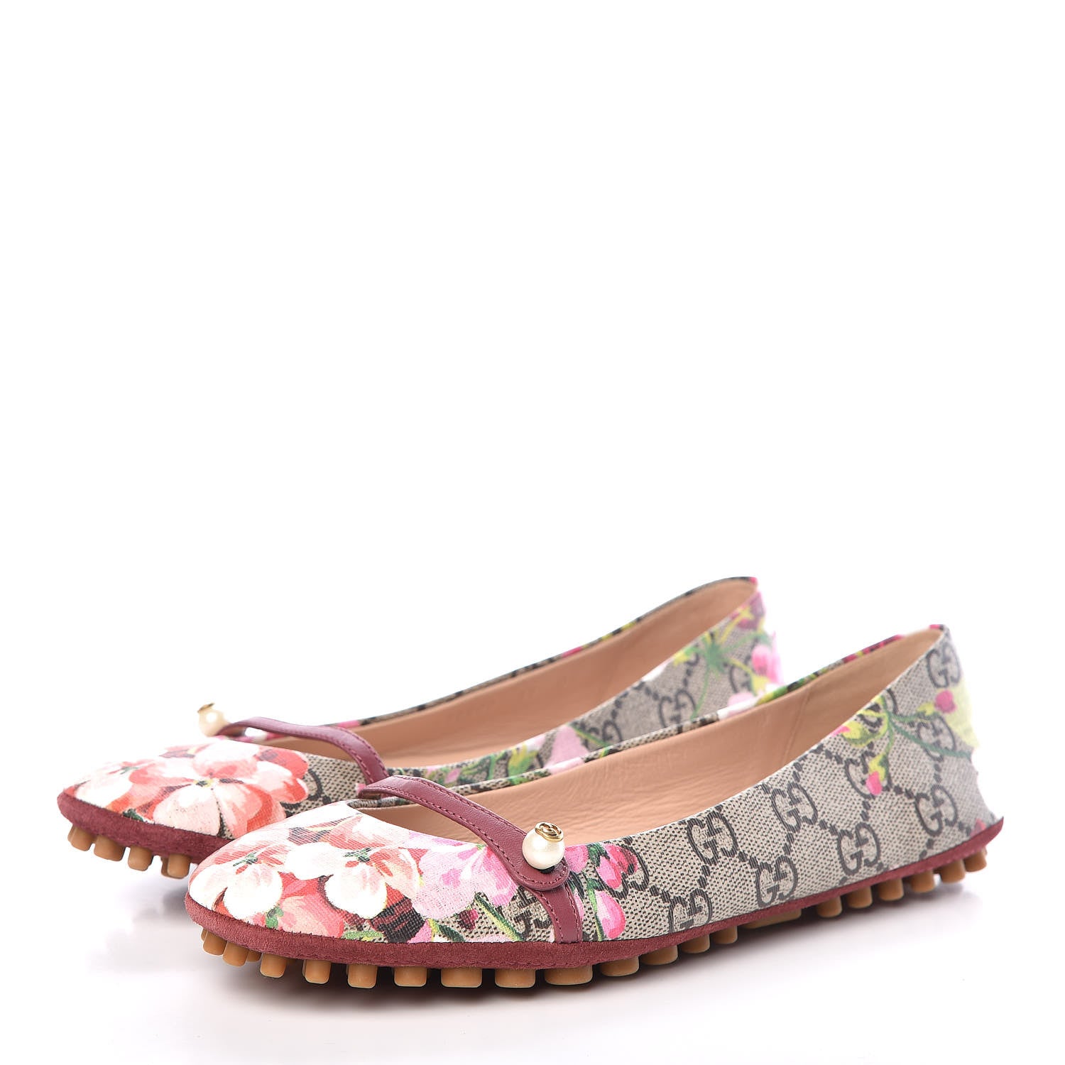 Gucci GG Supreme Monogram Blooms Ballet Flats 35 Beige Multicolor Dry Rose 3 of 8