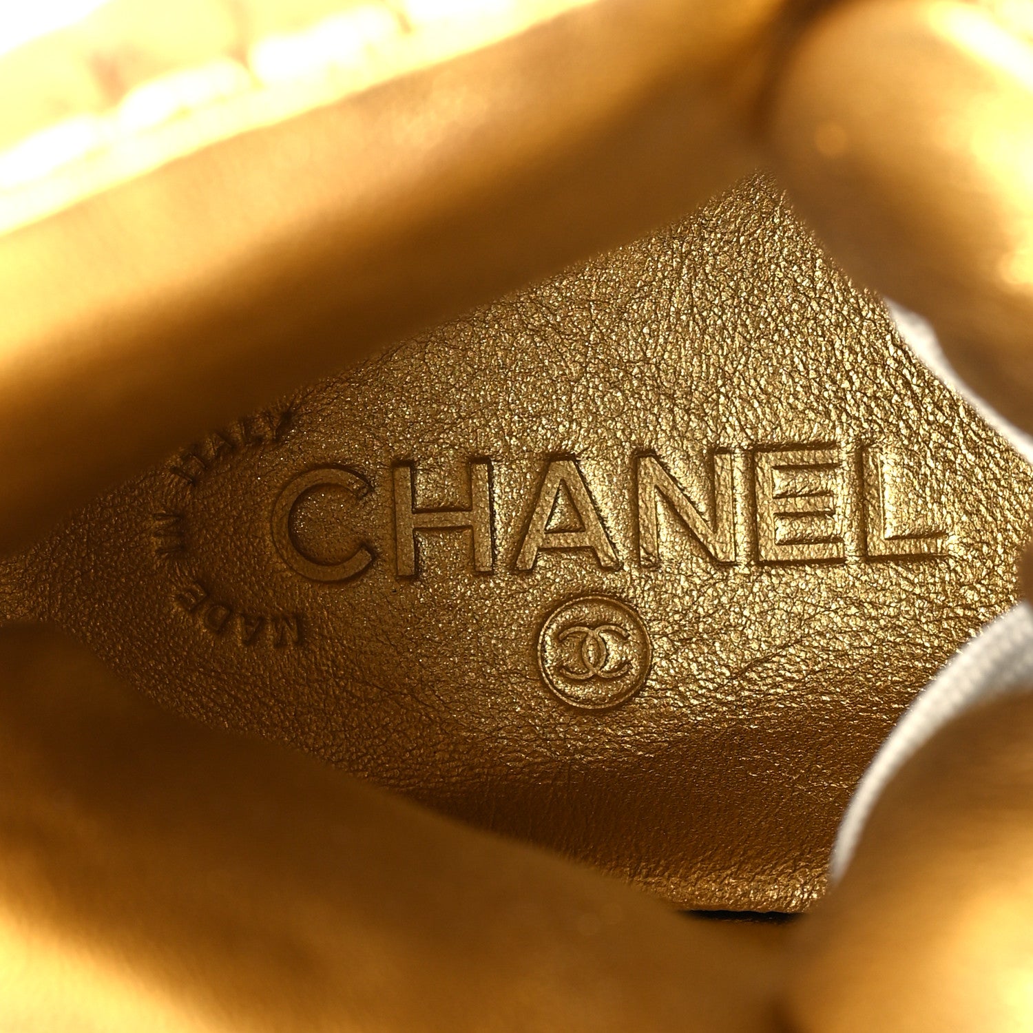 Chanel Metallic Calfskin Crocodile Embossed Cocodile High Top Sneakers 38 Gold 8 of 8