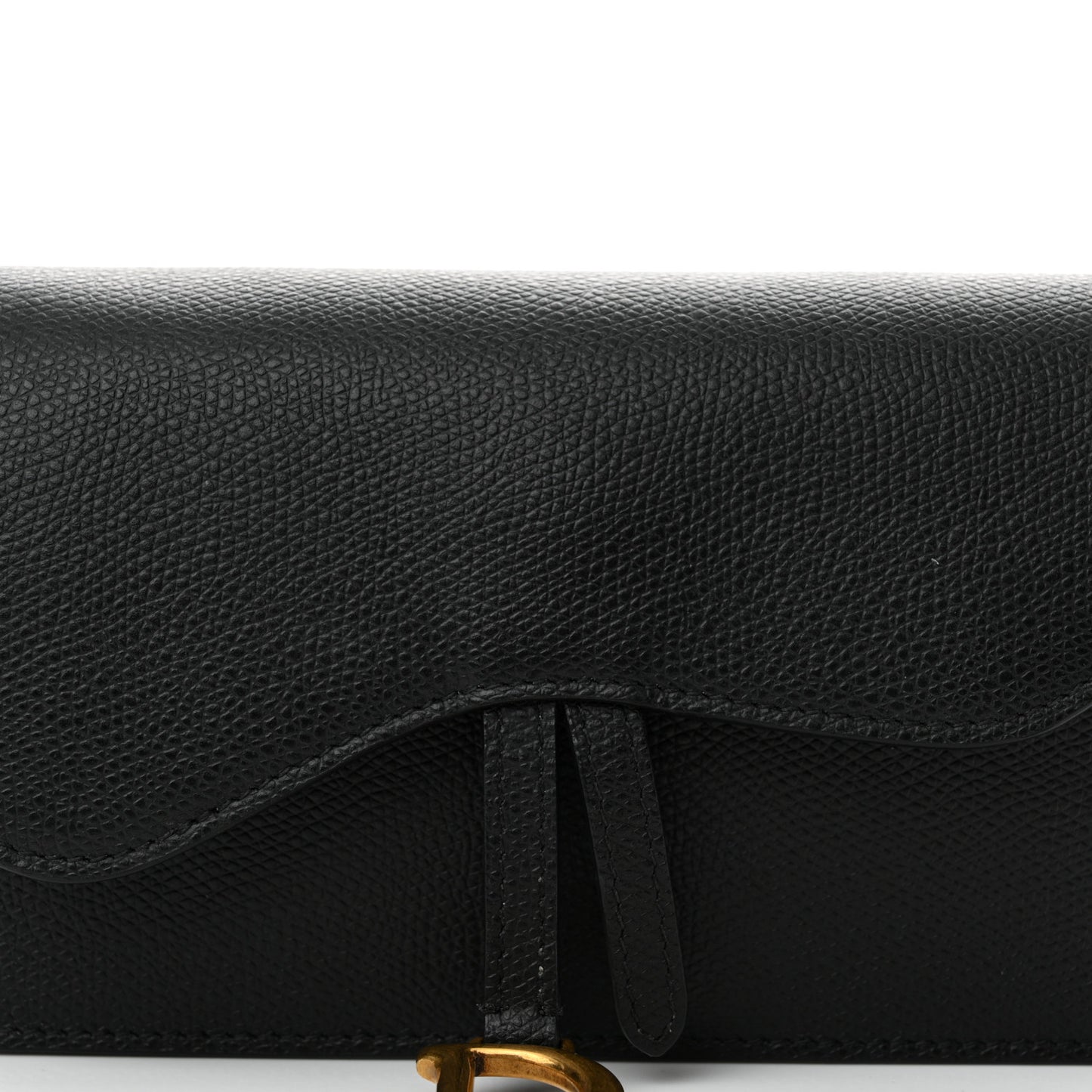 Grained Calfskin Saddle Belt Clutch Black
