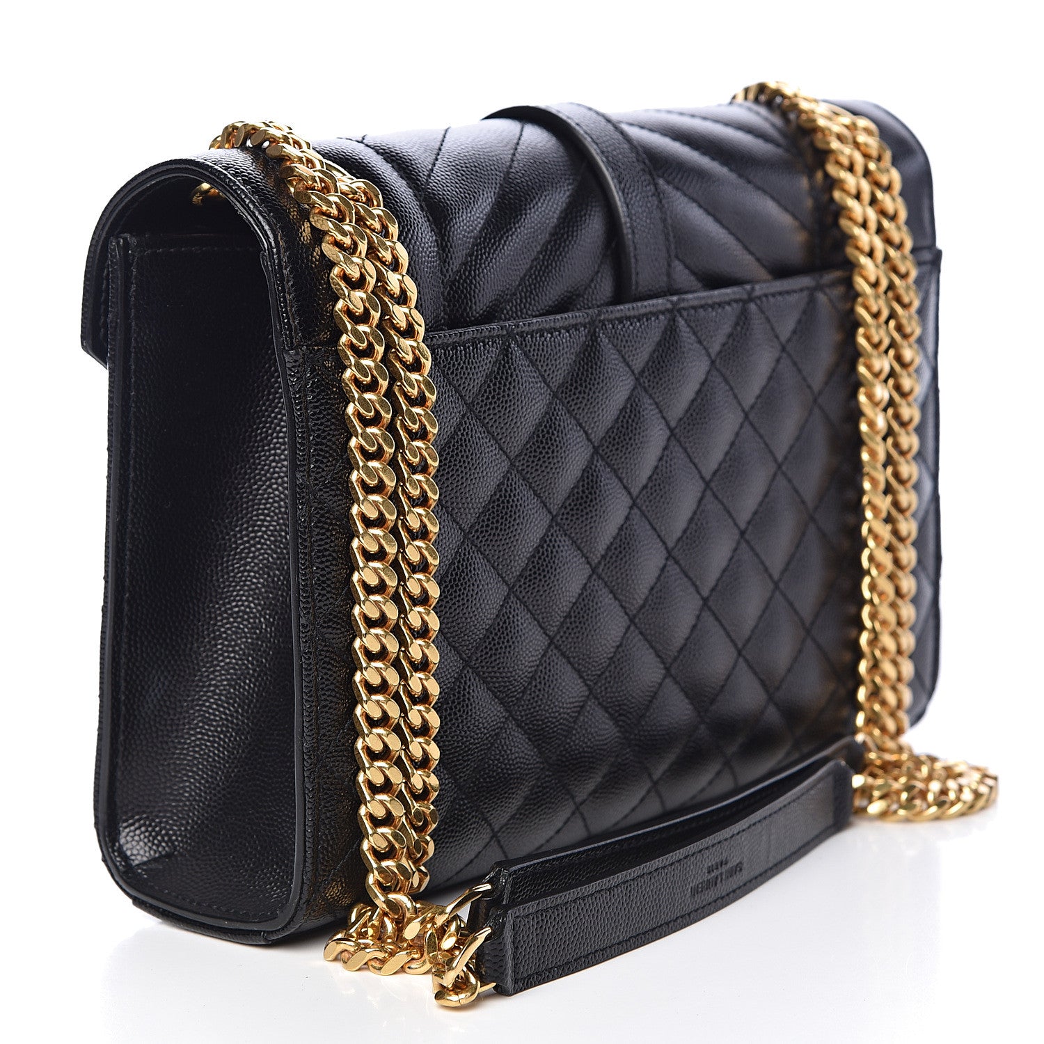 Saint Laurent Grain De Poudre Textured Mixed Matelasse Triquilt Medium Monogram Satchel Black 3 of 10
