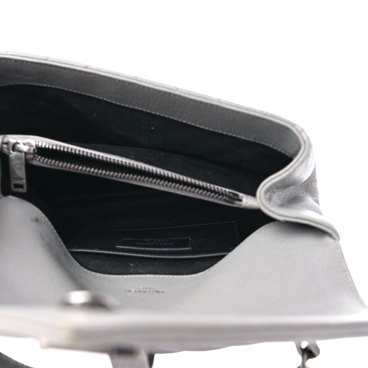 Saint Laurent Sheepskin Matelasse Chevron Monogram Medium College Bag Granite 5 of 16