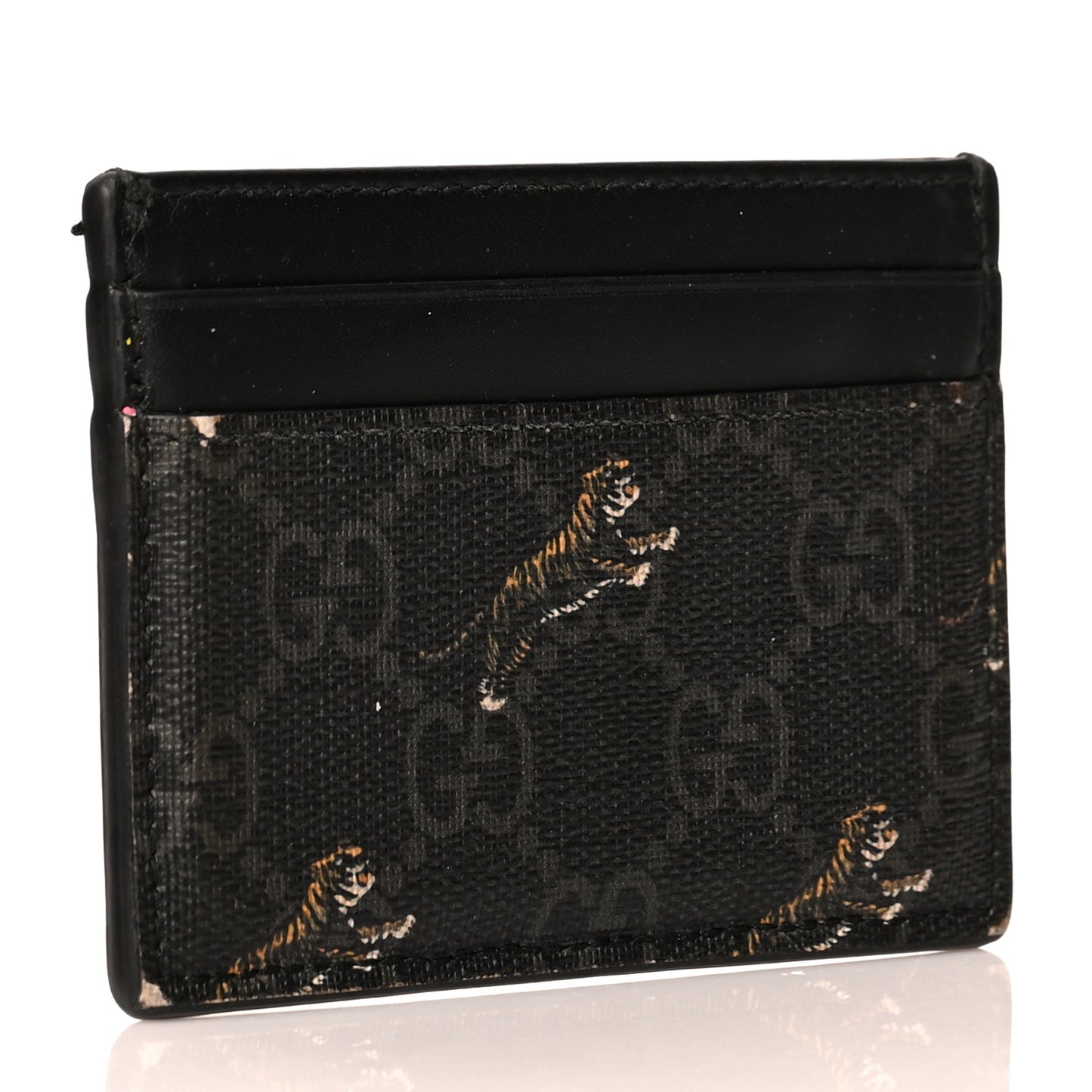 GG Supreme Monogram Tiger Print Card Holder Black