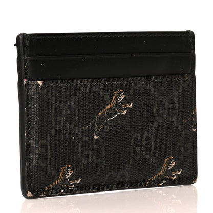 Gucci GG Supreme Monogram Tiger Print Card Holder Black 3 of 6