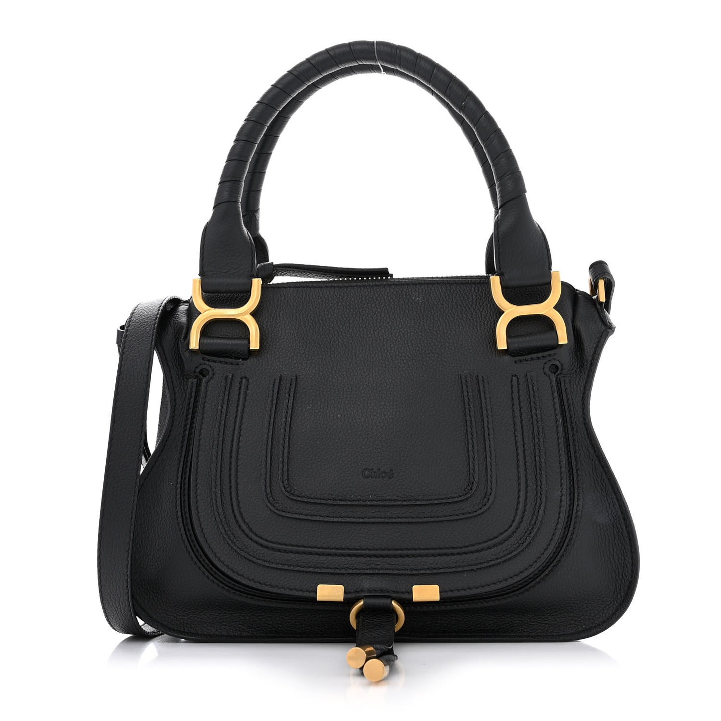 Calfskin Small Marcie Satchel Black