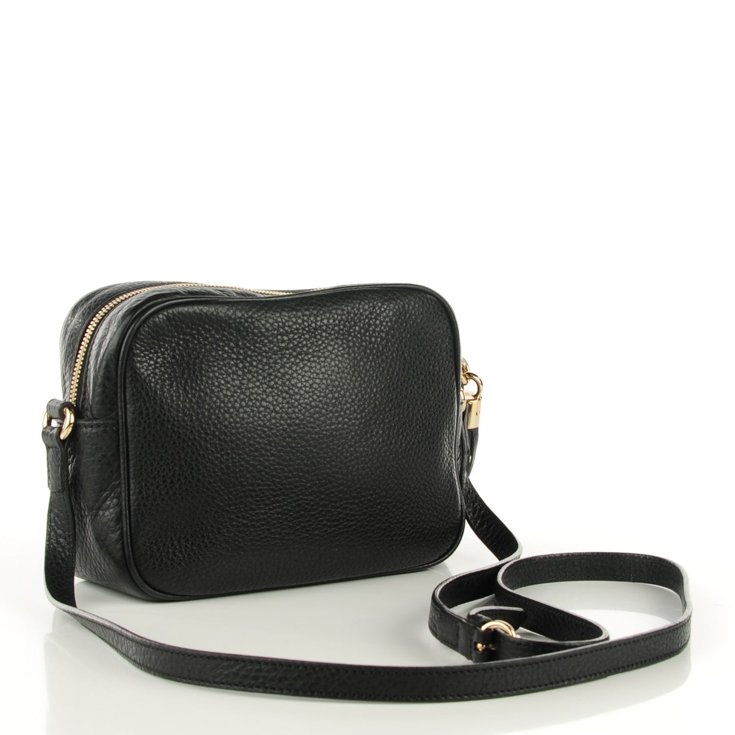 Pebbled Calfskin Small Soho Disco Bag Black
