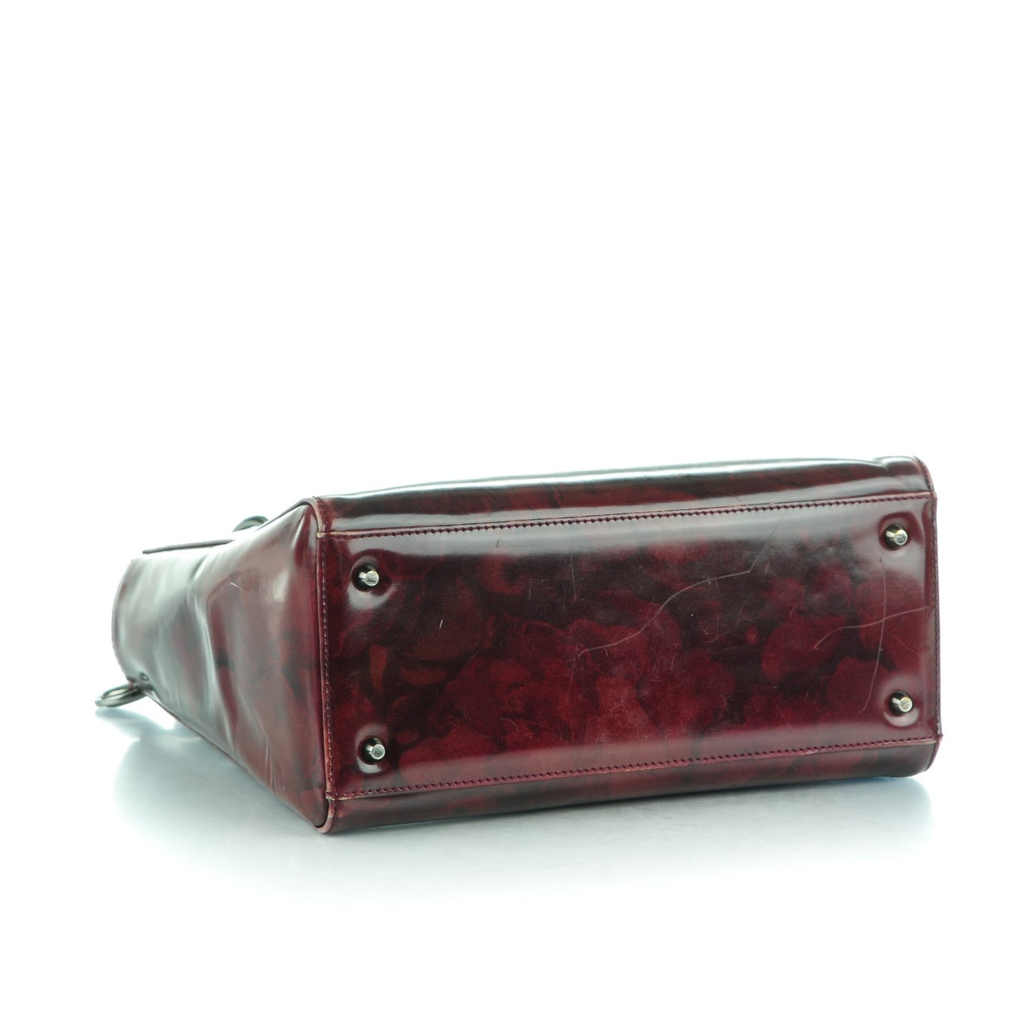 Patent Medium Floral Lady Dior Burgundy