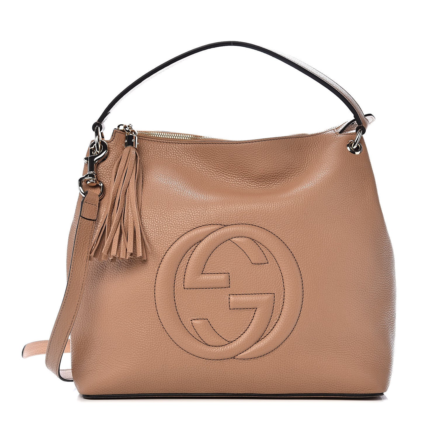 Pebbled Calfskin Large Soho Hobo Camelia