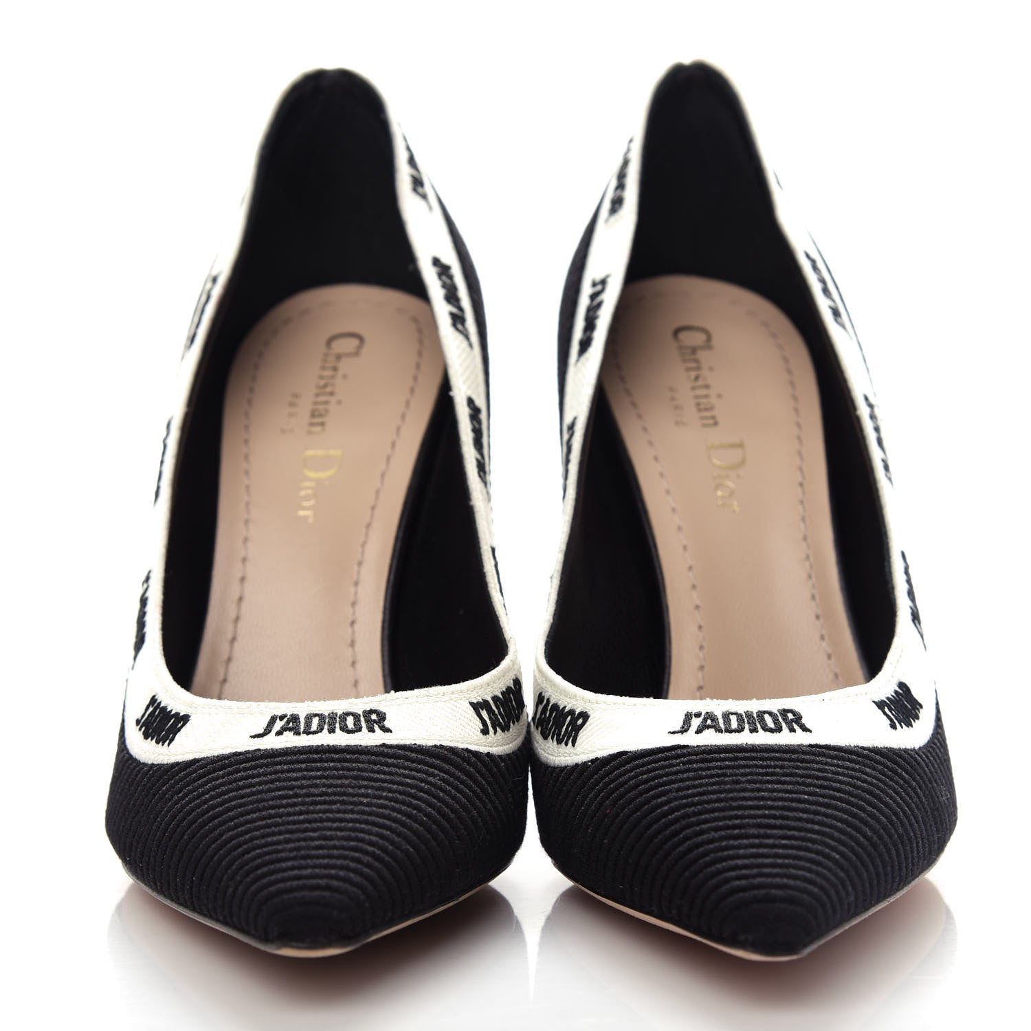 Christian Dior Technical Canvas Ribbon Embroidered J'Adior 100mm Pumps 37 Black 2 of 13