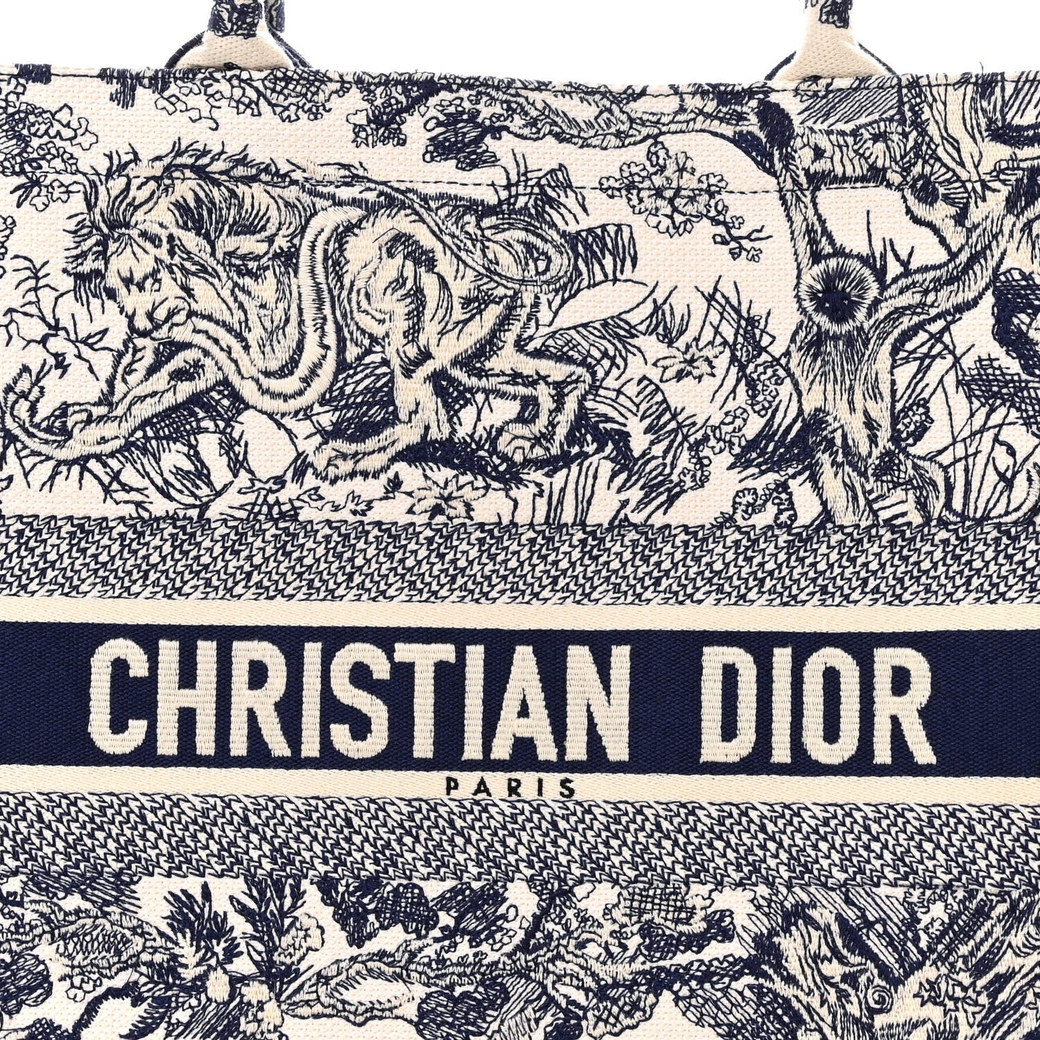 Christian Dior Canvas Embroidered Large Dioriviera Toile De Jouy Book Tote Blue 8 of 13