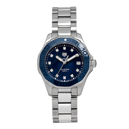 Tag Heuer Stainless Steel Ceramic Diamond Blue Mother of Pearl 35mm Aquaracer Quartz Watch WAY131L 1 of 5