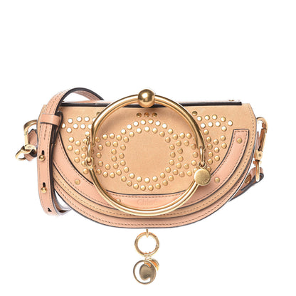 Chloe Suede Calfskin Constellation Studded Small Nile Bracelet Minaudiere Bag Blush Nude 1 of 10